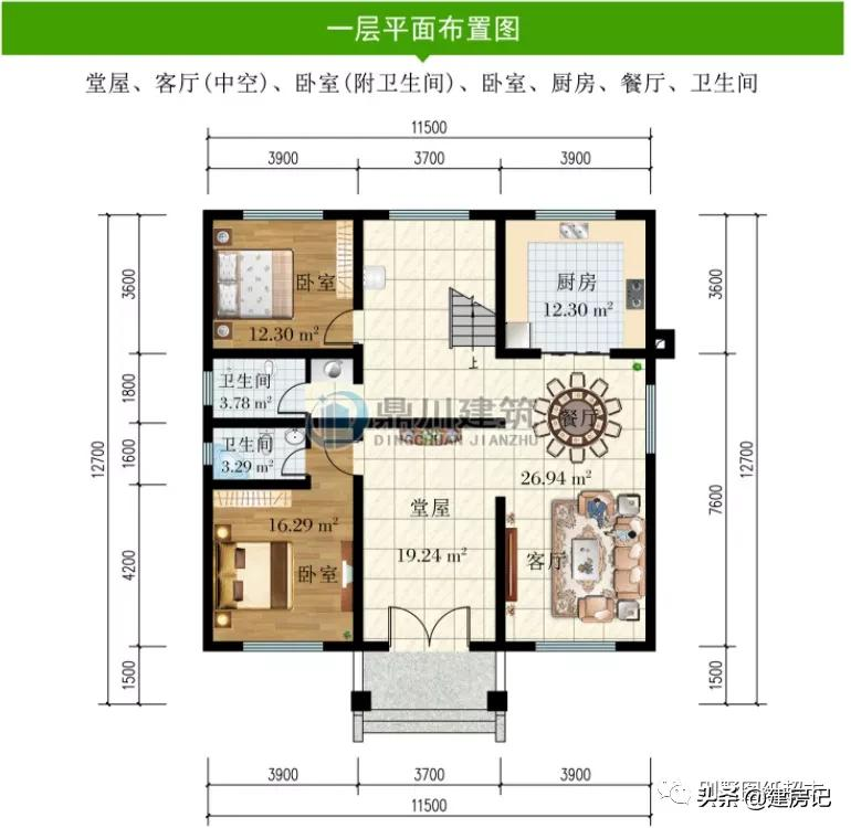 开间11米，广东17款三层农村别墅，尺寸布局有讲究，符合乡村风水