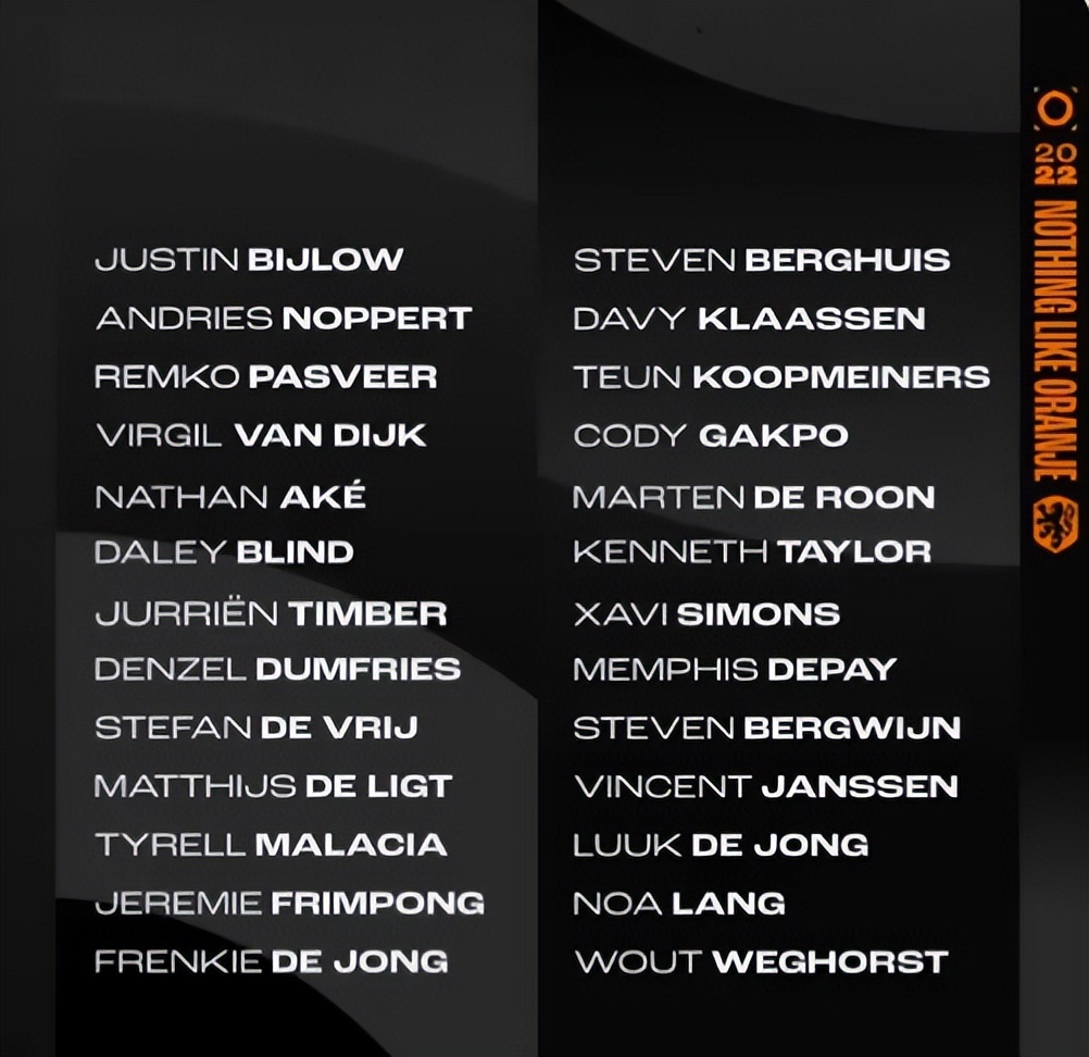 荷兰队阵容2019世界杯（荷兰队世界杯26人名单：德容范戴克领衔 德里赫特德佩入选）