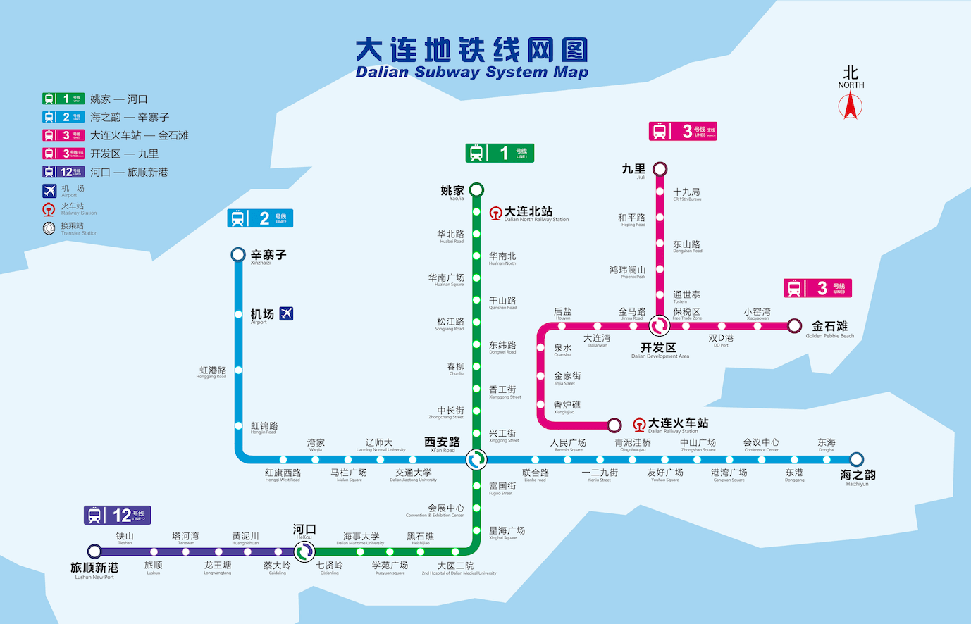 大连地铁线路图 大连地铁站点线路图-春风号