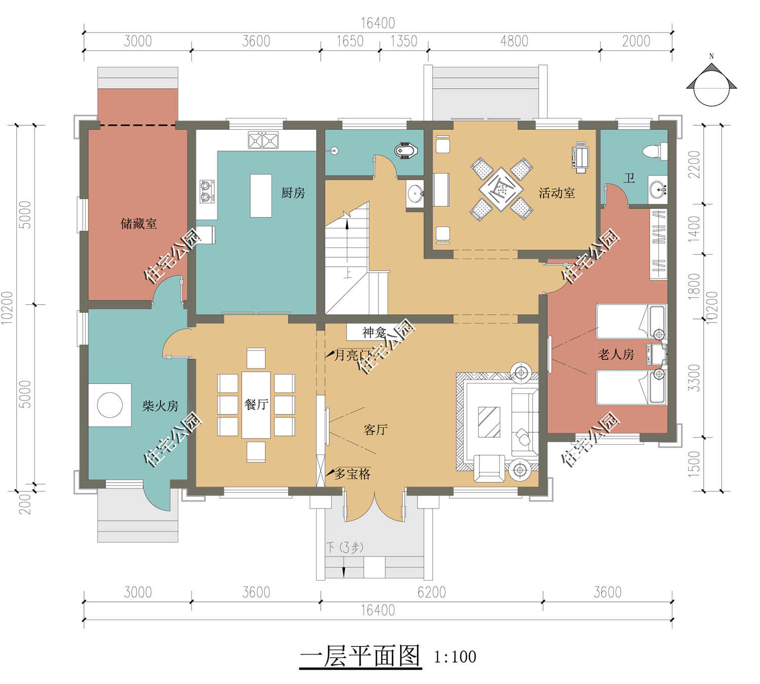 43m建筑面积:304.58㎡占地面积:170.87㎡占地尺寸:16.4m × 10.