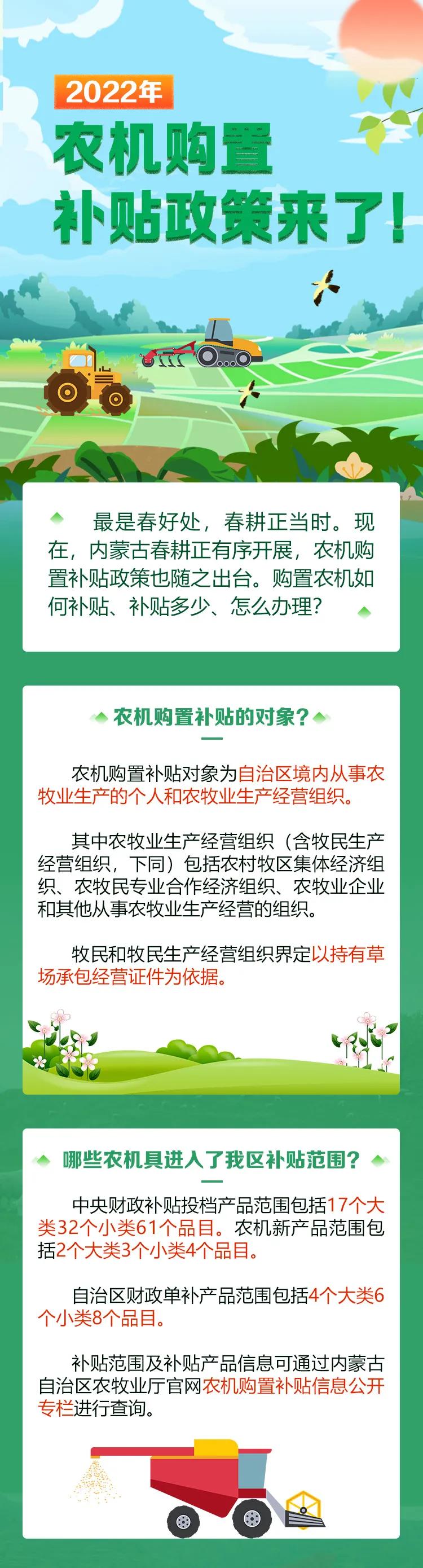 農(nóng)牧民朋友，2022年內(nèi)蒙古自治區(qū)農(nóng)機(jī)購置補(bǔ)貼政策來了！