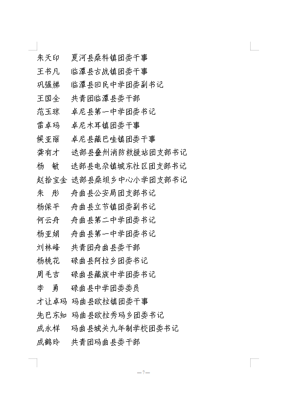2021年度甘南州优秀共青团员、优秀共青团干部、五四红旗团委、五四红旗团支部等拟通报表扬的公示