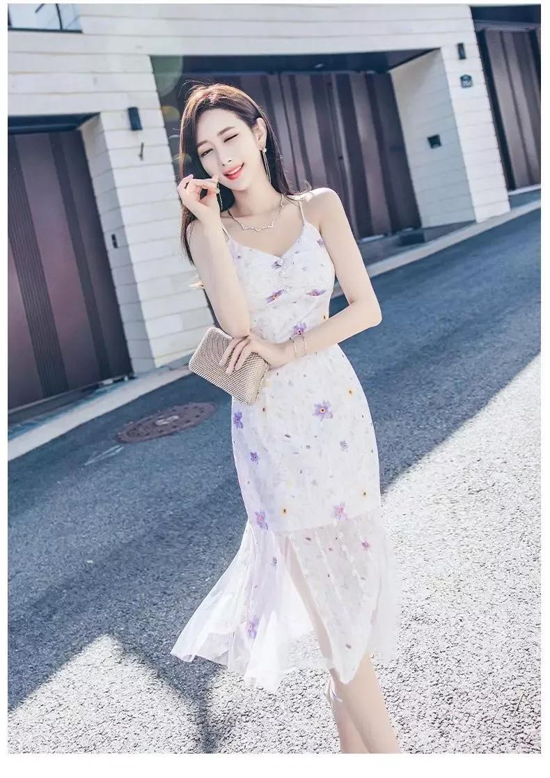 吊带碎花鱼尾裙，清新飘逸，小仙女必备喜欢关注一下谢谢