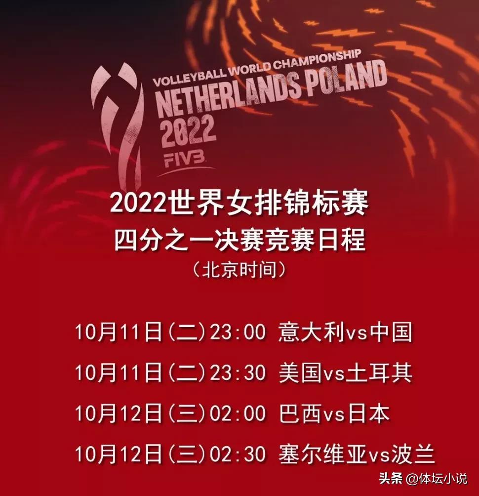 2022世界女排赛事直播(世锦赛最新赛程！中国女排将对阵意大利，冲击四强，CCTV5将直播)