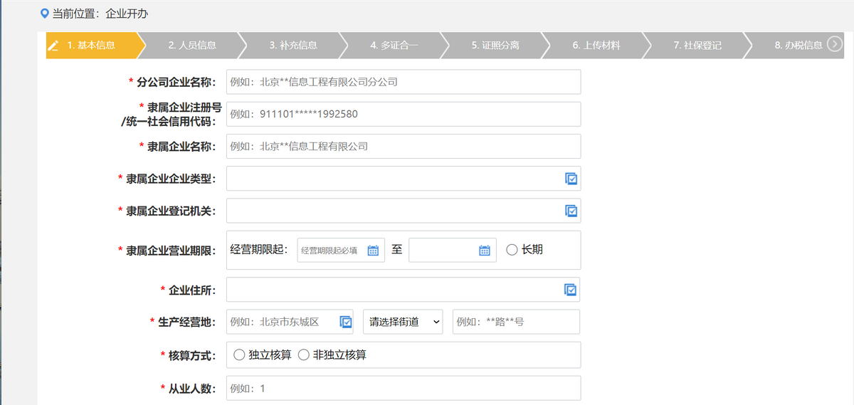 分公司线上注册流程（河南）