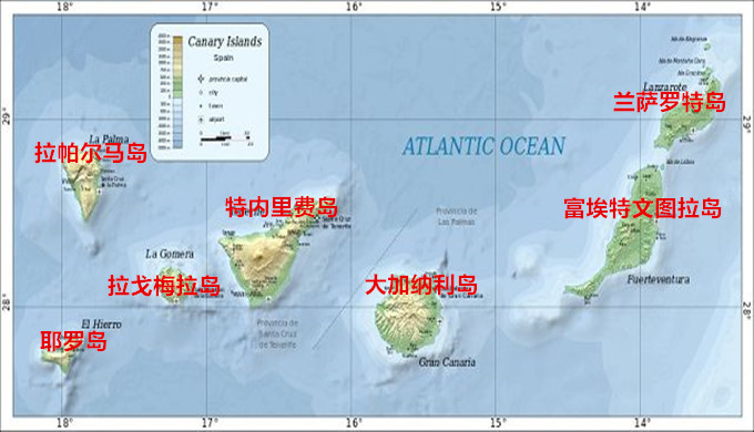 西班牙拉帕马尔岛地图图片