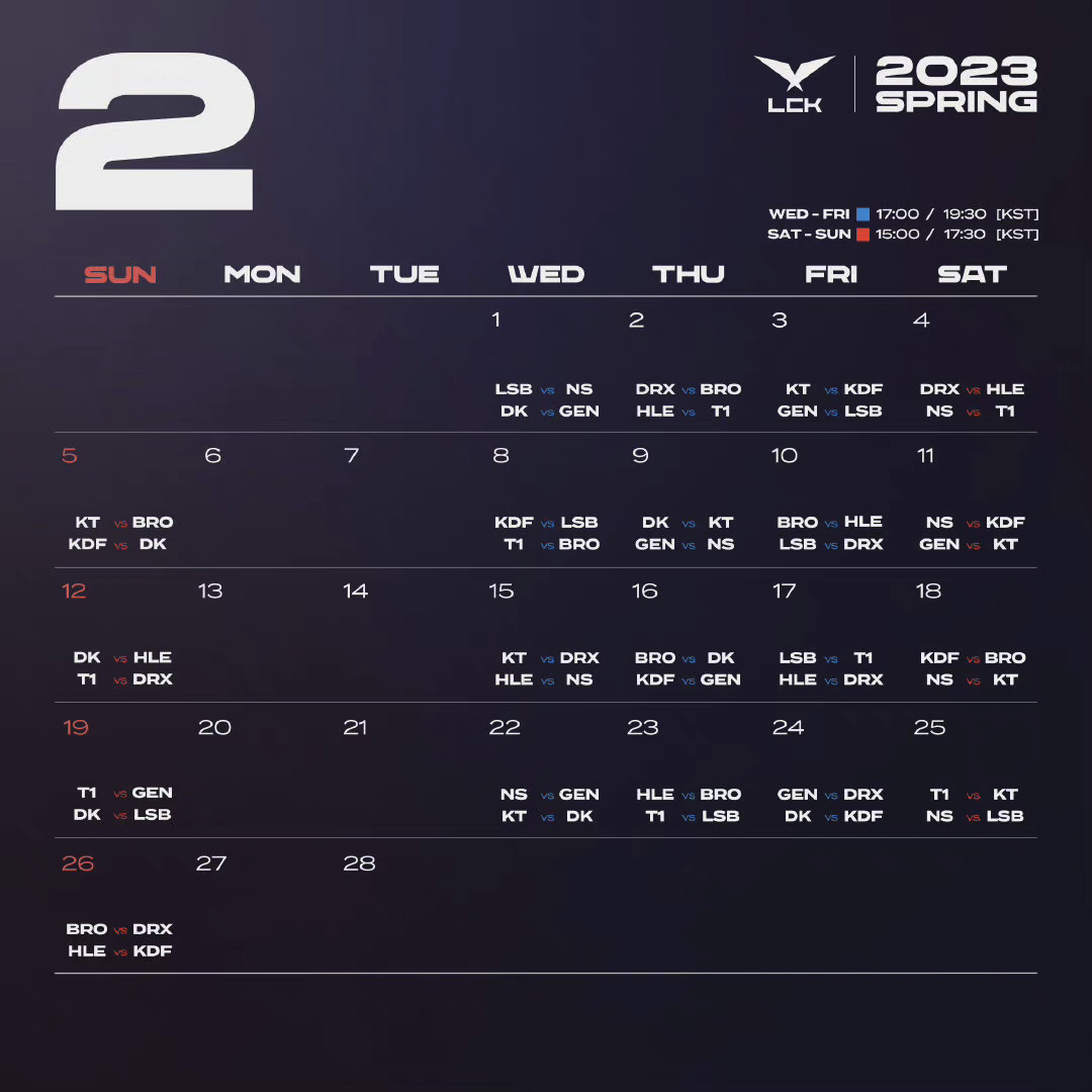 lck2022春季赛（2022LCK春季赛开赛日期及赛程确定：持续9周，除夕、春节不休息）