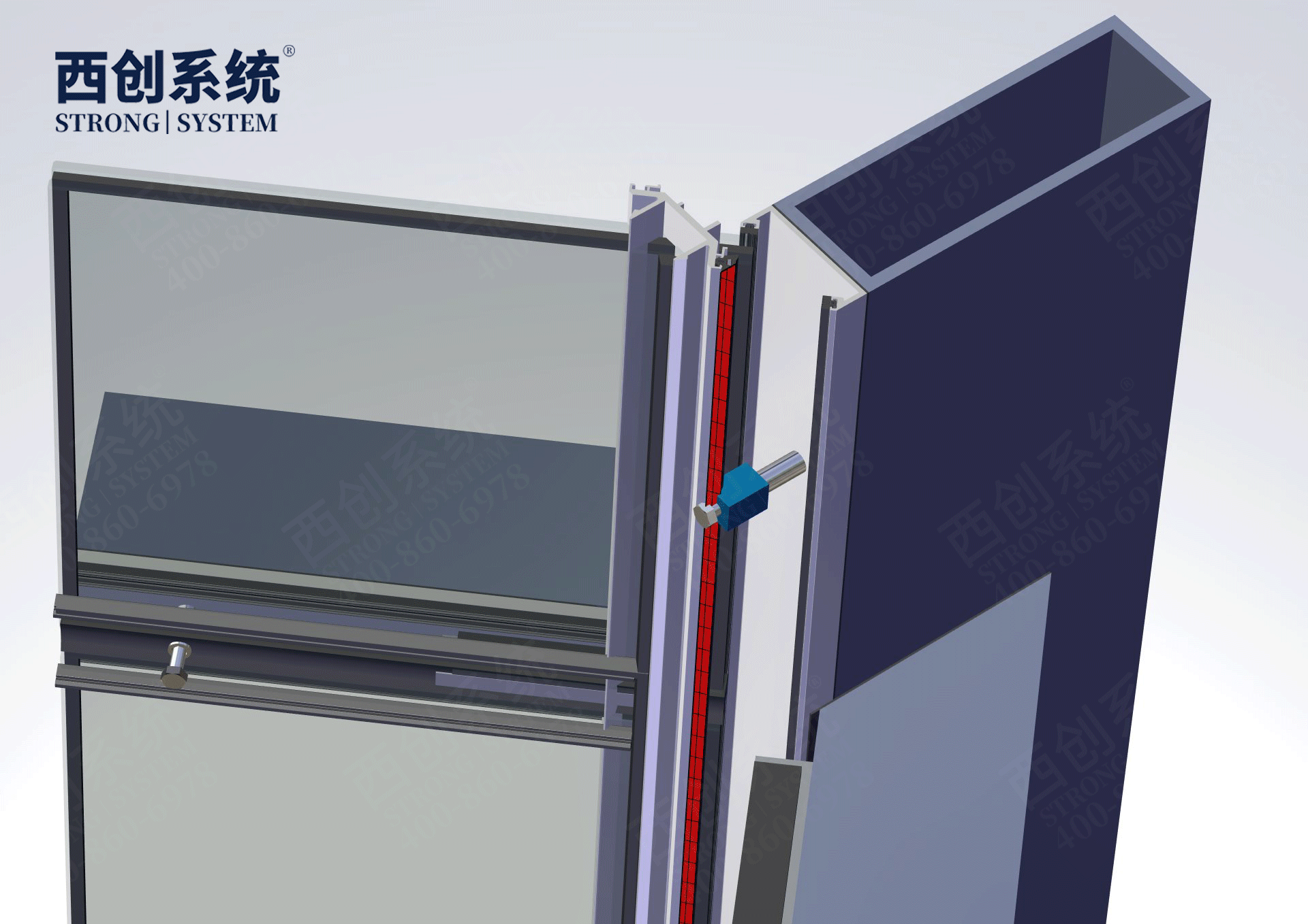 多截面精制钢幕墙型材90度阴角转接方法-西创系统(图7)