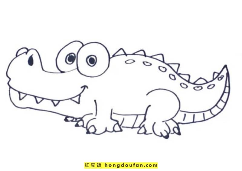 12张有趣可爱的卡通鳄鱼儿童涂色简笔画