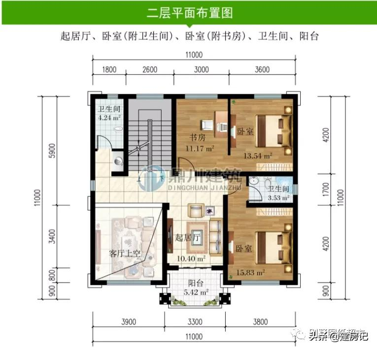 开间11米，广东17款三层农村别墅，尺寸布局有讲究，符合乡村风水