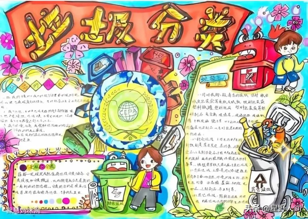 2022垃圾分类手抄报+环保儿童画，60副经典收藏版