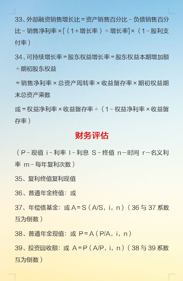 财务人都知道的110个财务管理公式，你知道吗？最新完整版已整理
