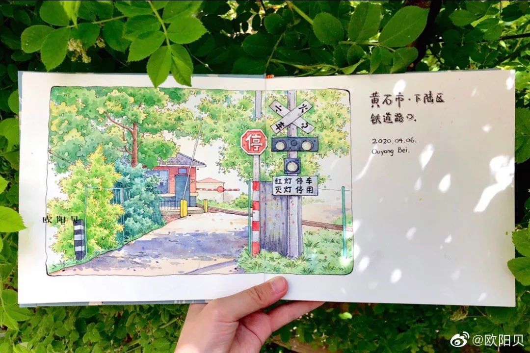 95后美女教你画钢笔淡彩，张张都是精品，构图和配色超棒