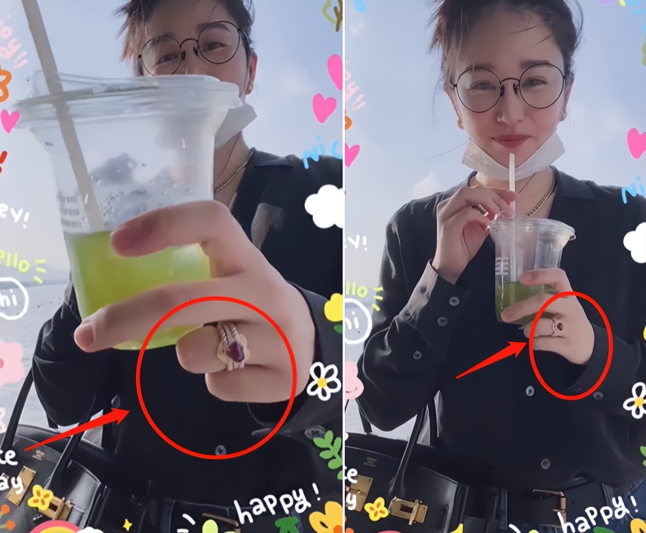 阚清子素颜现身小吃摊，手拿食物路边大口吞咽，手上一个包值23万