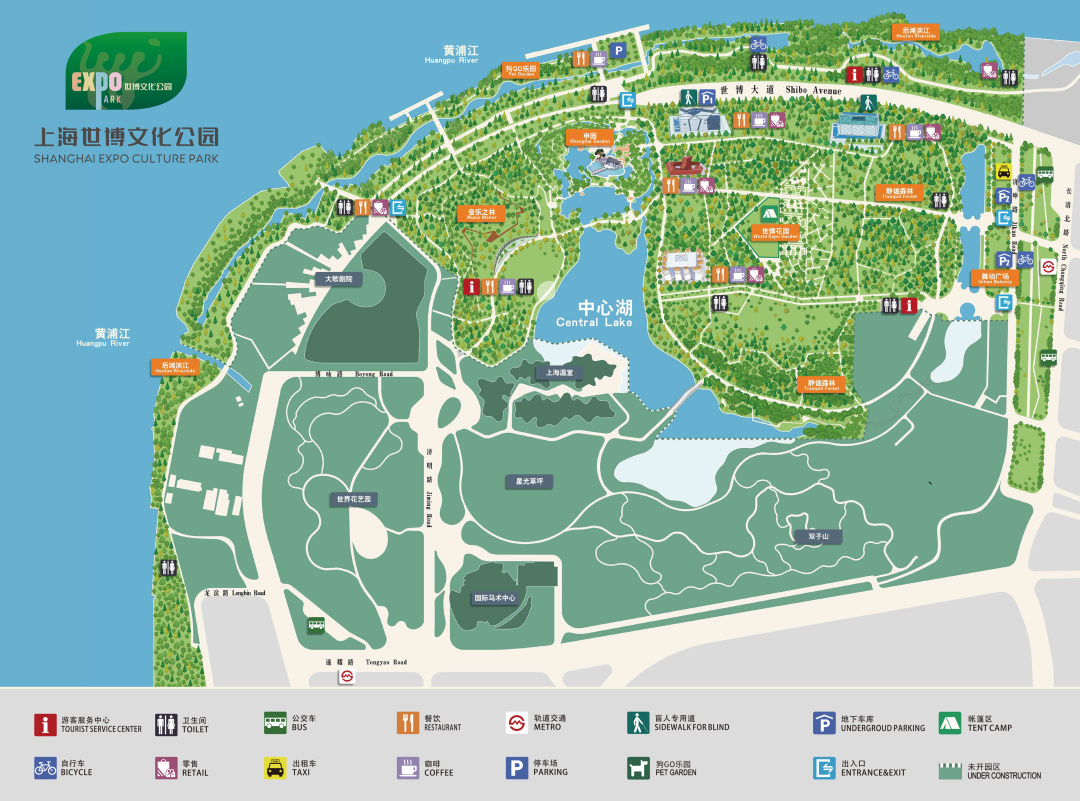 结合已建成的后滩湿地公园,上海世博文化公园对世博园4个保留场馆