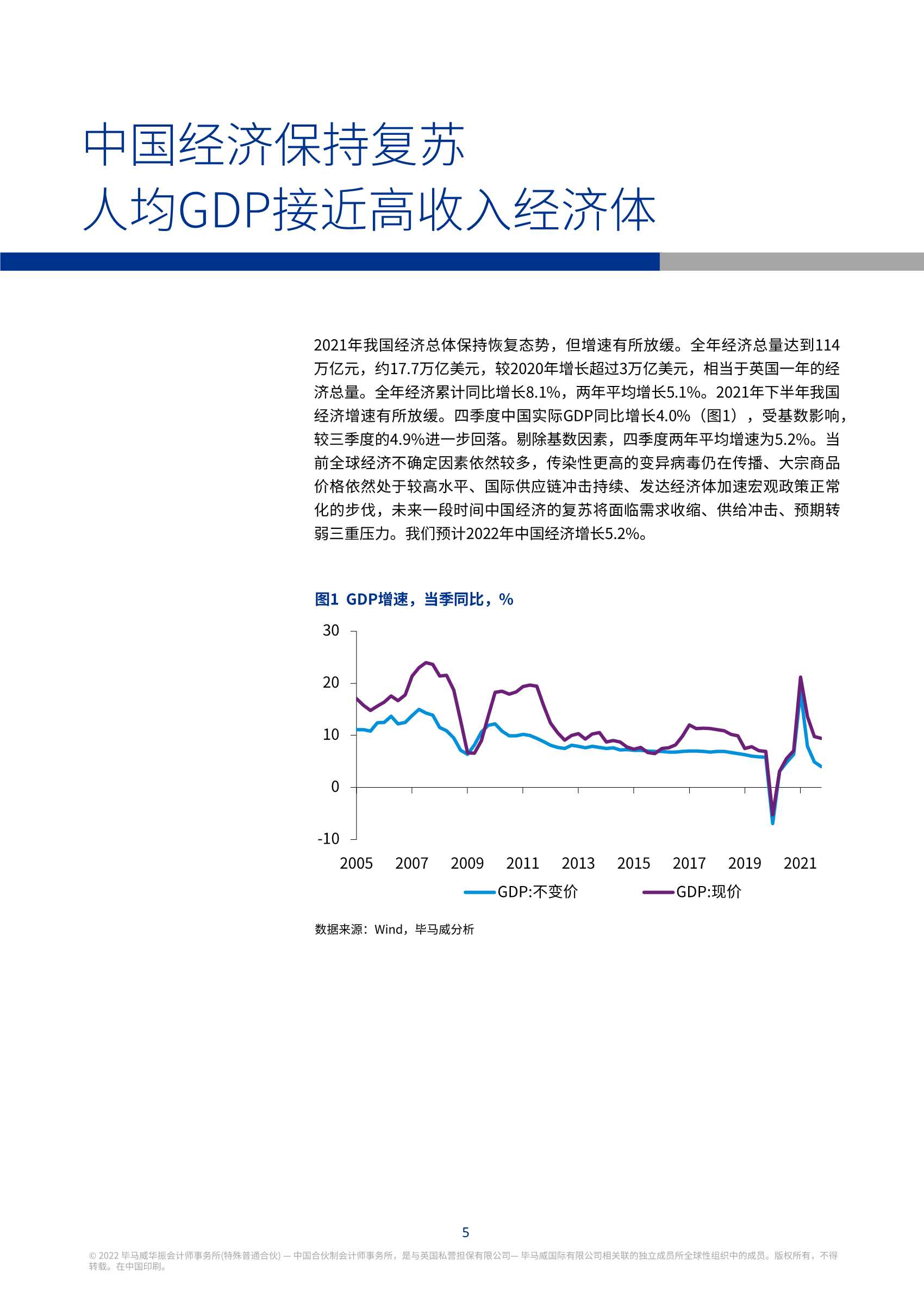 毕马威:2022年一季度中国经济观察