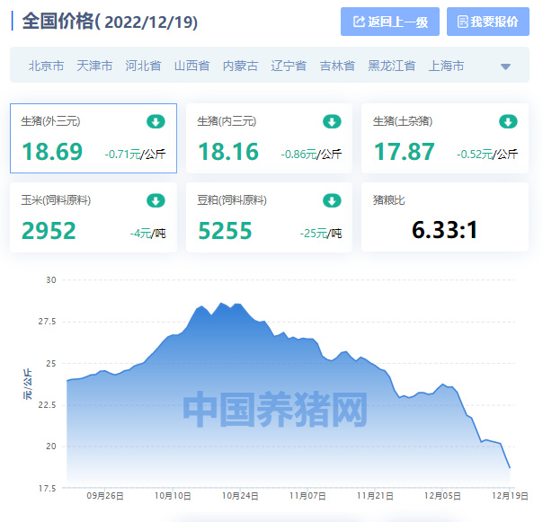 北京今日猪价表「今日猪价涨跌表最新走势」