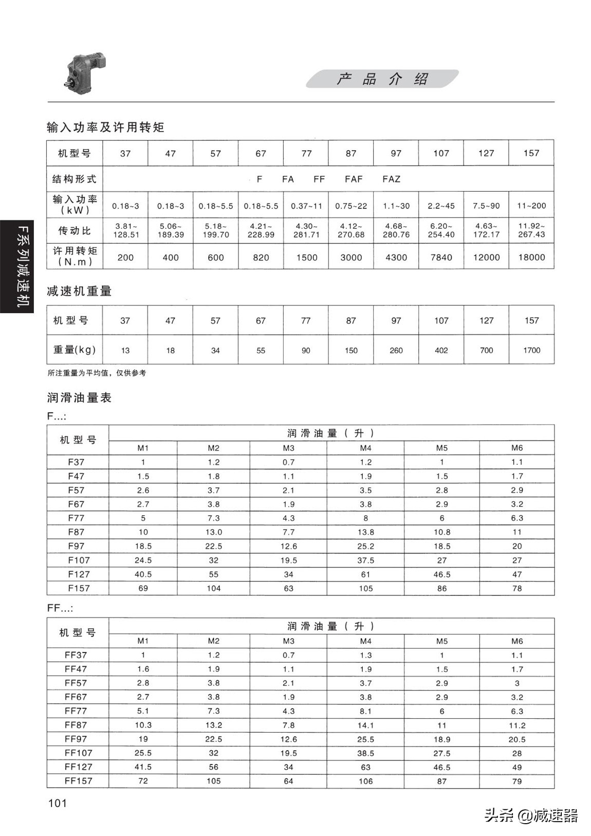 F平行轴齿轮减速机选型资料