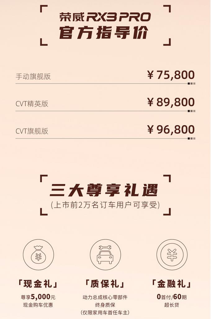荣威rx3 pro正式上市售价7.58-9.68万元