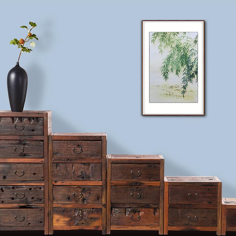 玄关装饰画——手工刺绣垂柳图《柳叶》