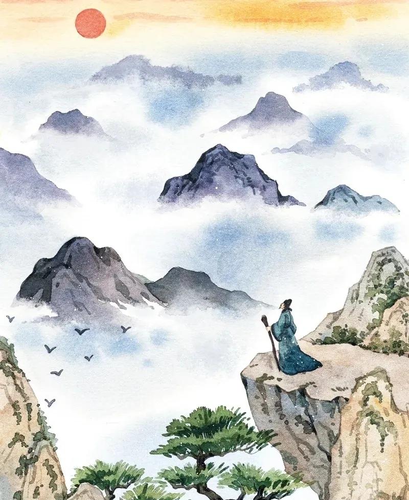 诗的最后,作者总结说:"会当凌绝顶,一览众山小.