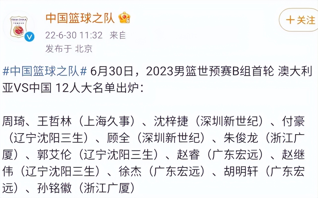 篮球世界杯出战名单(男篮世预赛开战！男篮12人大名单出炉，杜锋提前变阵，锋线最意外)