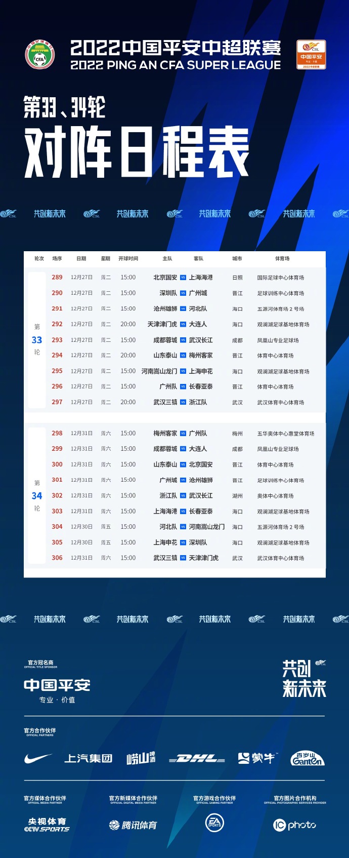 中超以前的比赛在什么地方看（官方：中超年内完赛！30和31日进行末轮赛事，有7场统一开球时间）