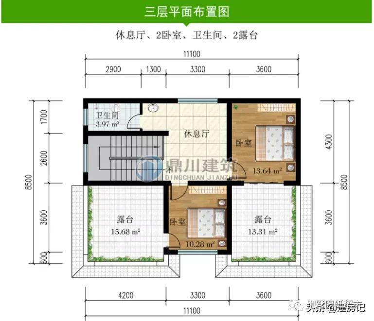 开间11米，广东17款三层农村别墅，尺寸布局有讲究，符合乡村风水