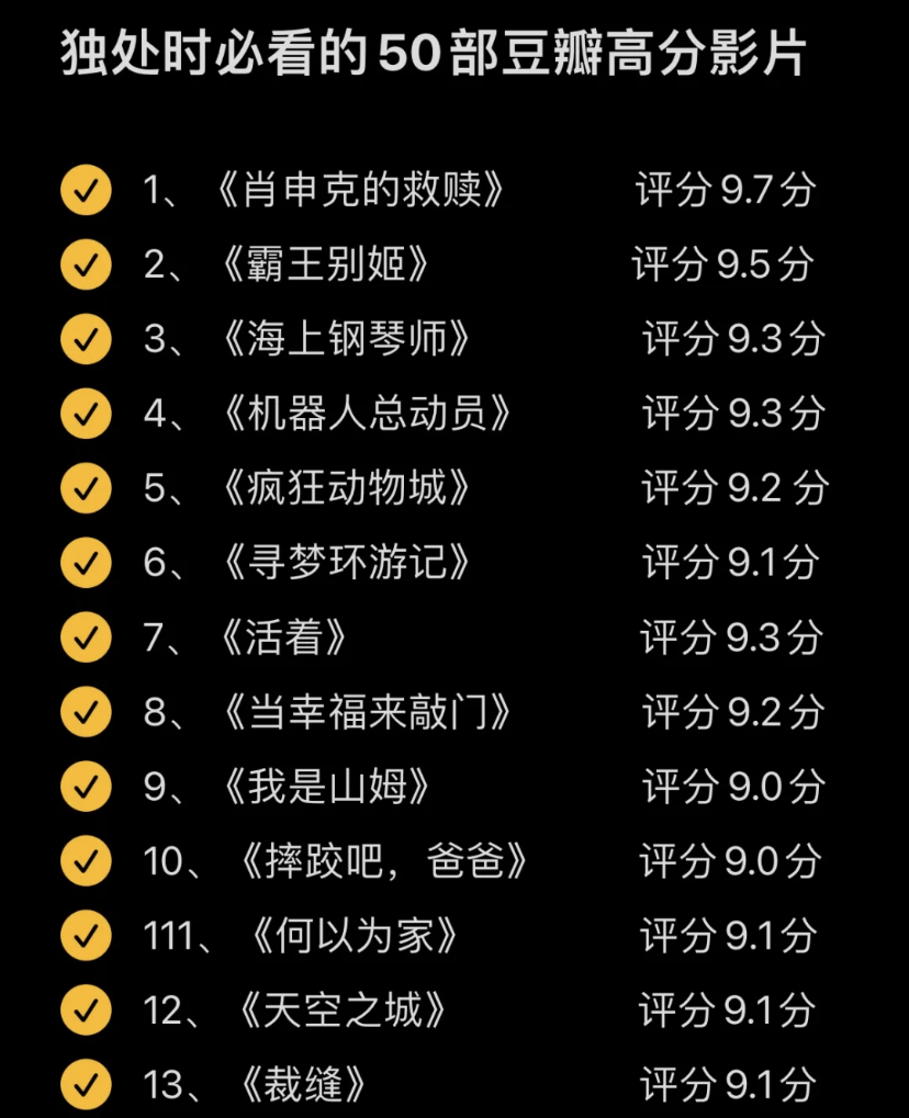独处时必看的50部豆瓣高分影片