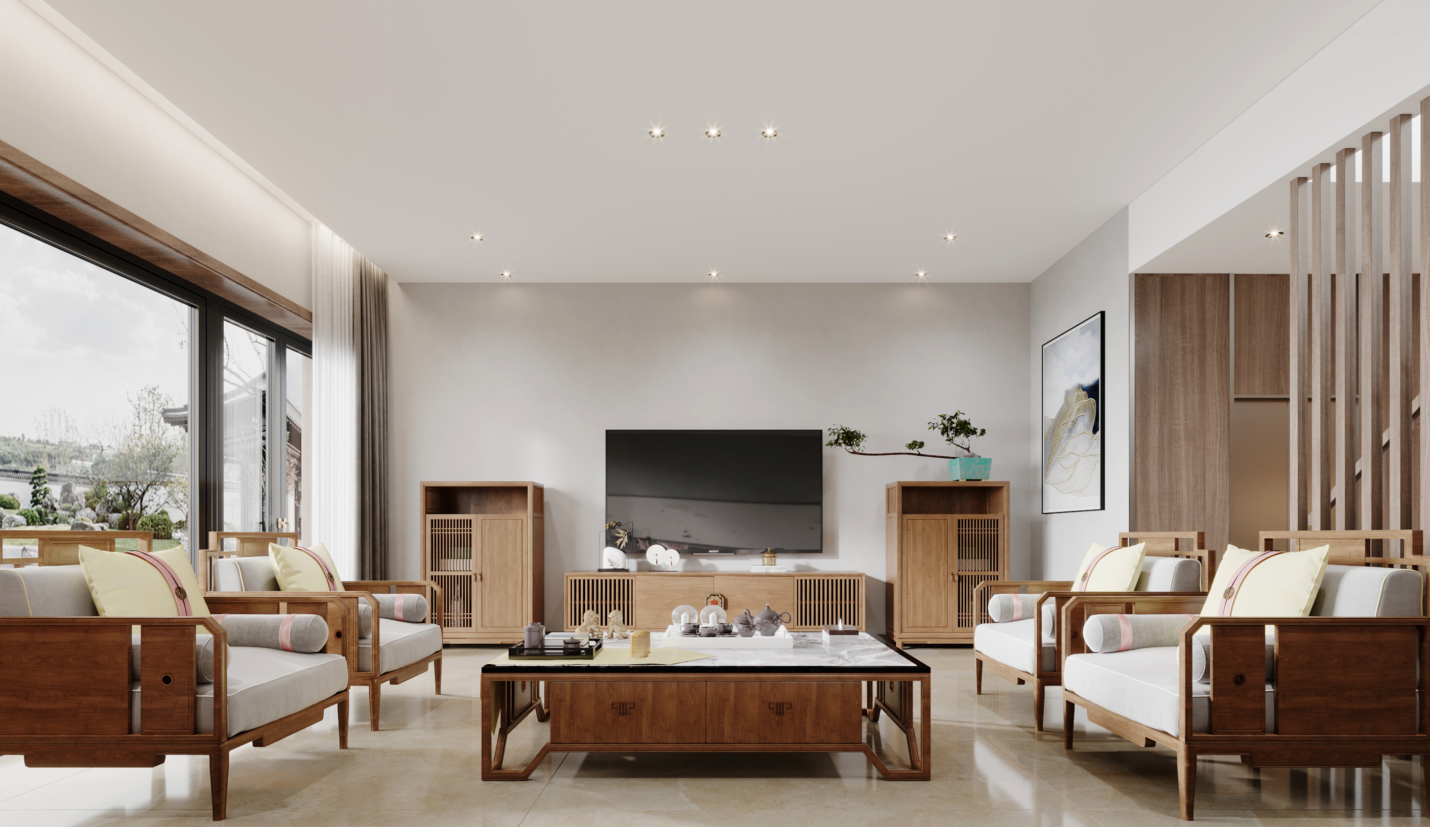 诸暨装修:553㎡禅意新中式风格装修,营造繁简有序的淡泊之意