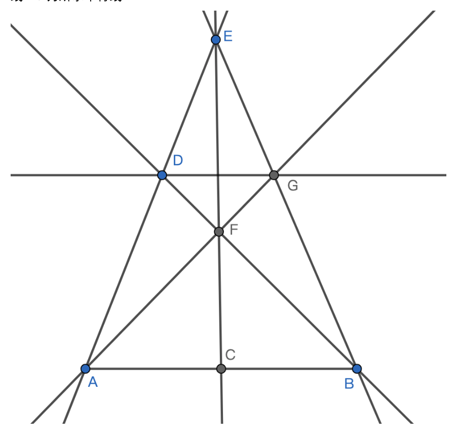 无刻度直尺作图一例，过圆心做圆外直线的平行线