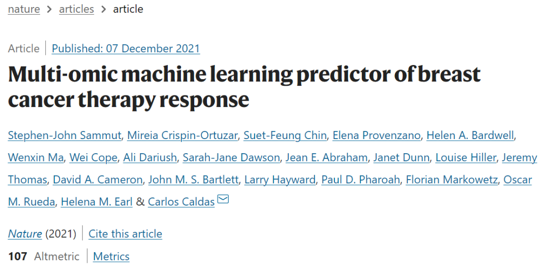 Nature | 机器学习整合多组学多类型数据高效预测肿瘤病人药物反应