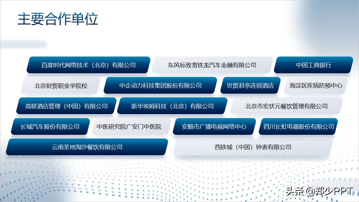 一页PPT，全是公司名字，这种企业合作型页面该怎么设计？