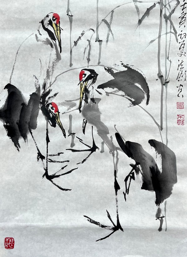 云中鹤诗中仙画中见真颜著名画家朱法鹏作品欣赏