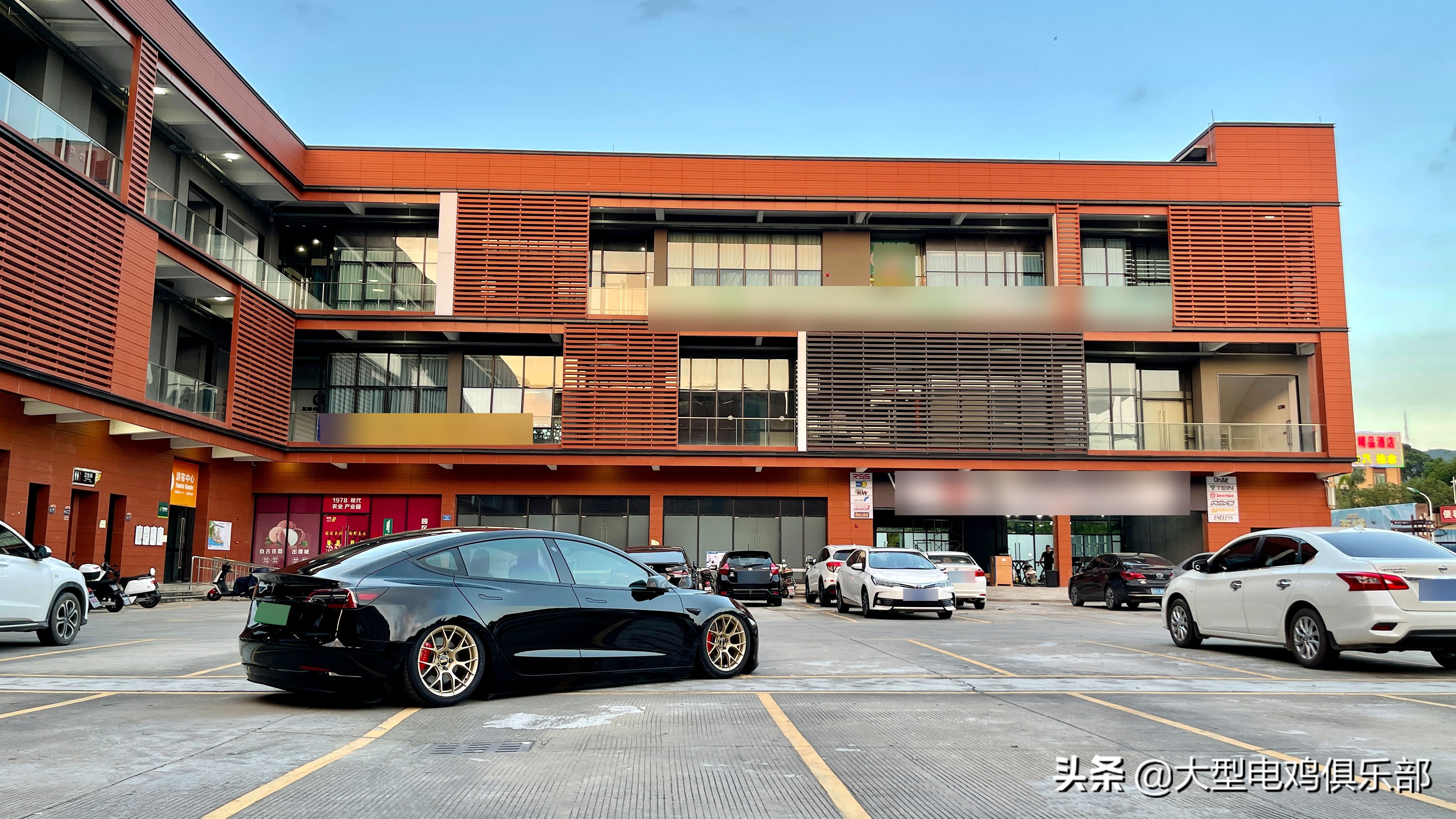 黑色特斯拉model3 | 改装气动避震&金色锻造轮毂