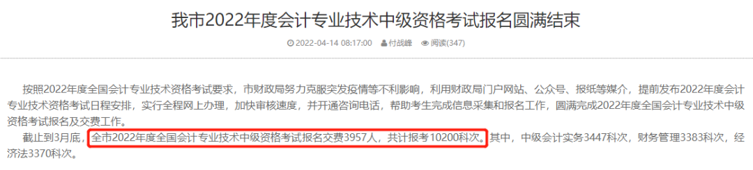 增长14.5%！有财政局通知！2022年中级报考人数陆续曝光……