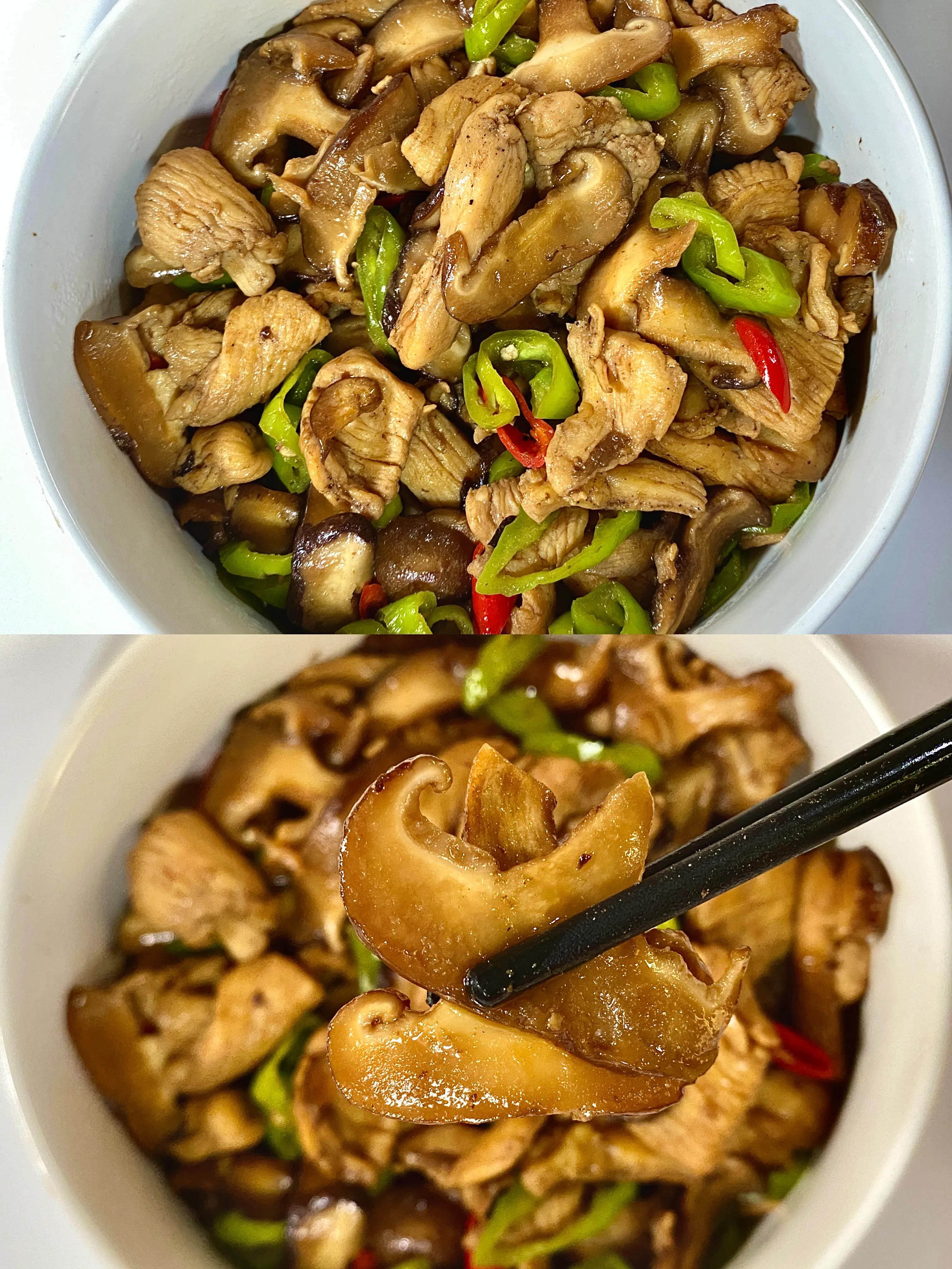 图片[1]-低脂低卡又下饭的香菇炒鸡胸肉-起舞食谱网
