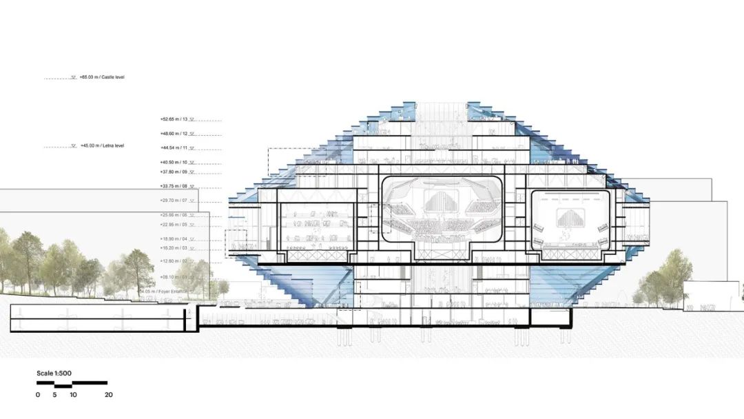 伏尔塔瓦爱乐音乐厅建筑竞赛方案，一颗“水晶”宝石点亮布拉格