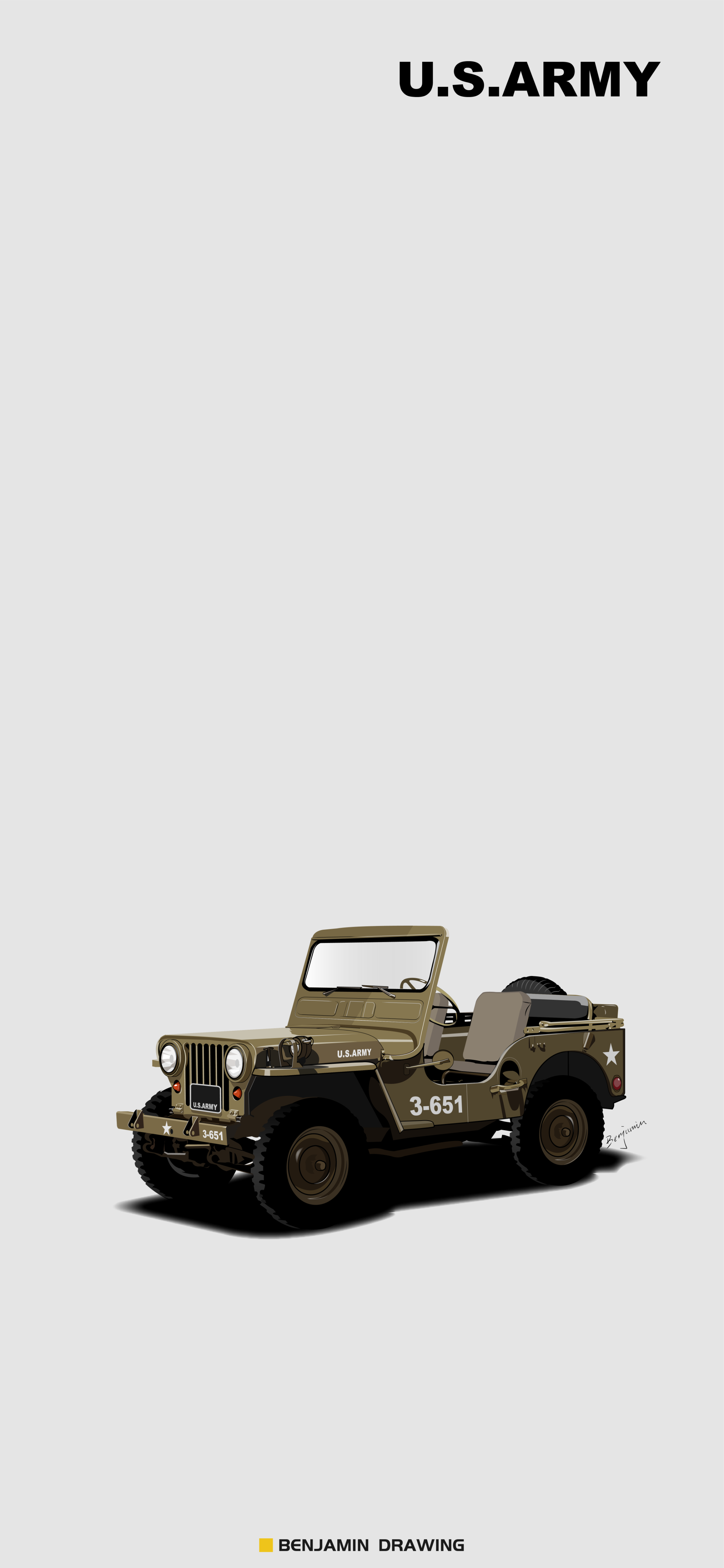 四驅越野車簡筆畫（95期 原創汽車插畫壁紙 專注越野 手繪Jeep Rubicon無水印）