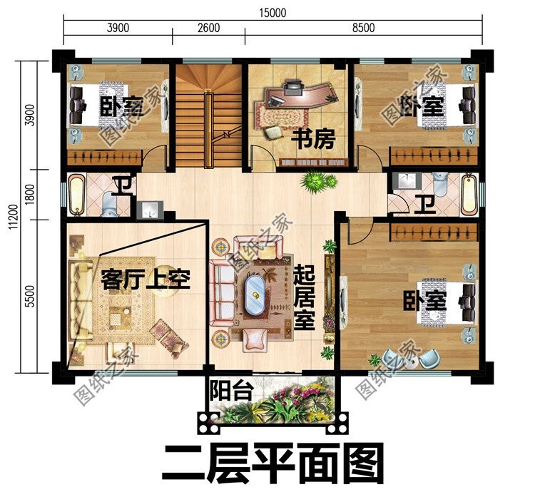 二层复式效果图，每个人心中都有雅居，乡村别墅，温馨家园