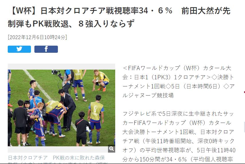 世界杯日本(0点开赛，最高收视34.6%！日本止步世界杯16强，仍进账18.2亿日元)