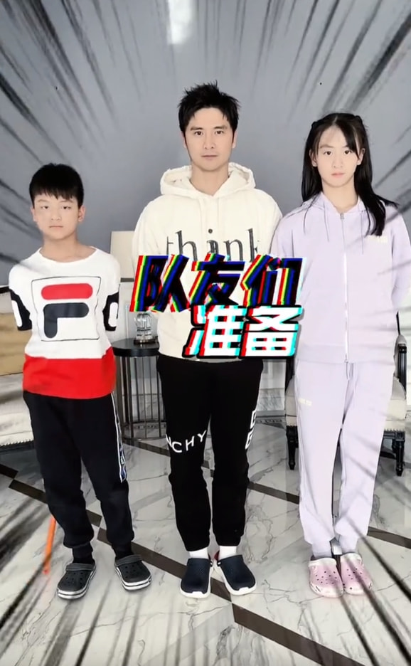 田亮携儿女助力冬奥会，森碟小亮仔身高猛蹿，与爸爸共用一张脸