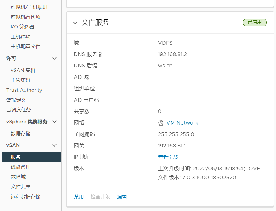 vSAN创建文件共享