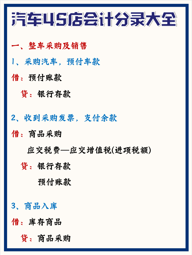入行汽车4S店会计多年，还是这份分录最好用！伴随我从小白到大神