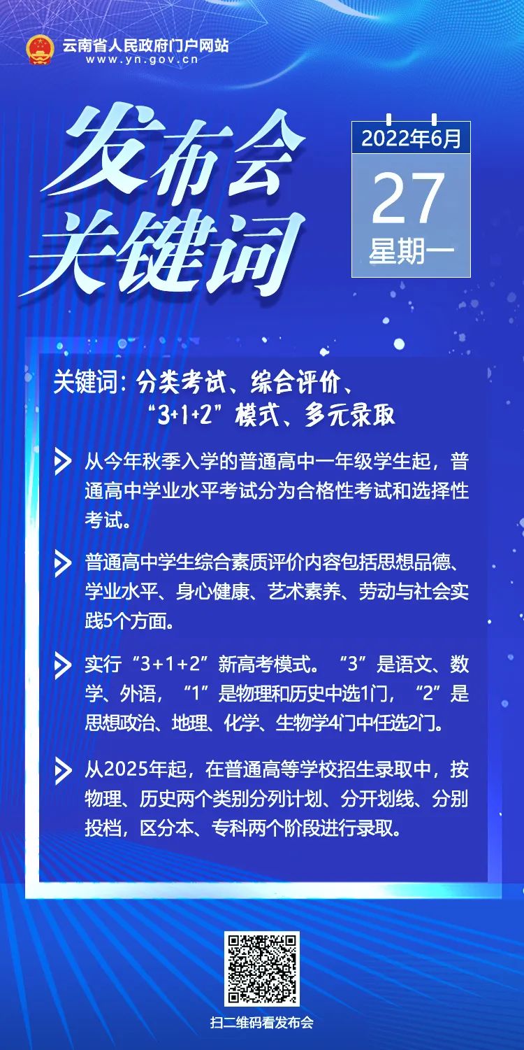 云南全面启动新高考！考试科目、成绩构成、招生录取方式均有变化→