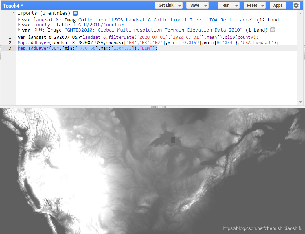 Google Earth Engine谷歌地球引擎GEE栅格图层可视化代码的嵌入操作