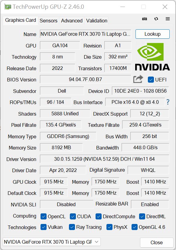 二,i7-12700h   rtx 3070 ti,顶配 dell 游匣 g15 性能到底有多强?