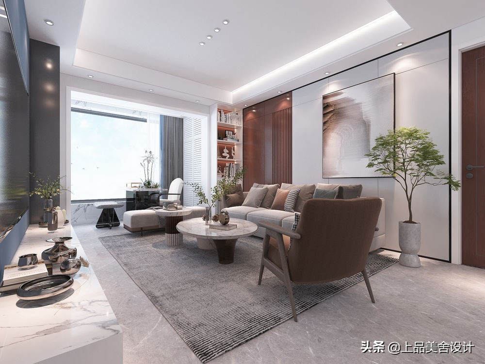 白色门套装修效果图欣赏：看他家130㎡现代简约家装设计