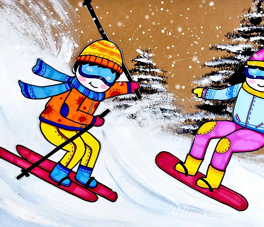 滑雪怎么画(儿童画教程｜邂逅一场冬日的冰雪奇缘《难忘的一次滑雪》)
