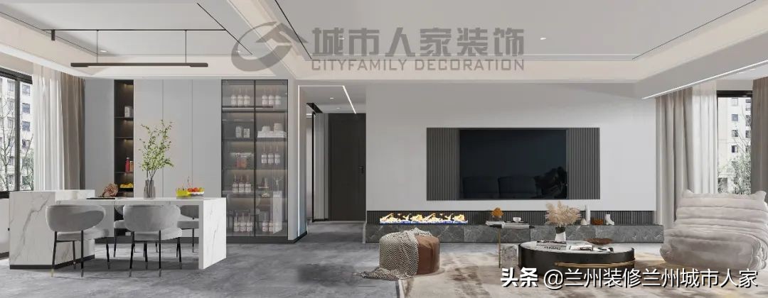 兰州城市人家碧桂园200㎡极简风酒店装修设计